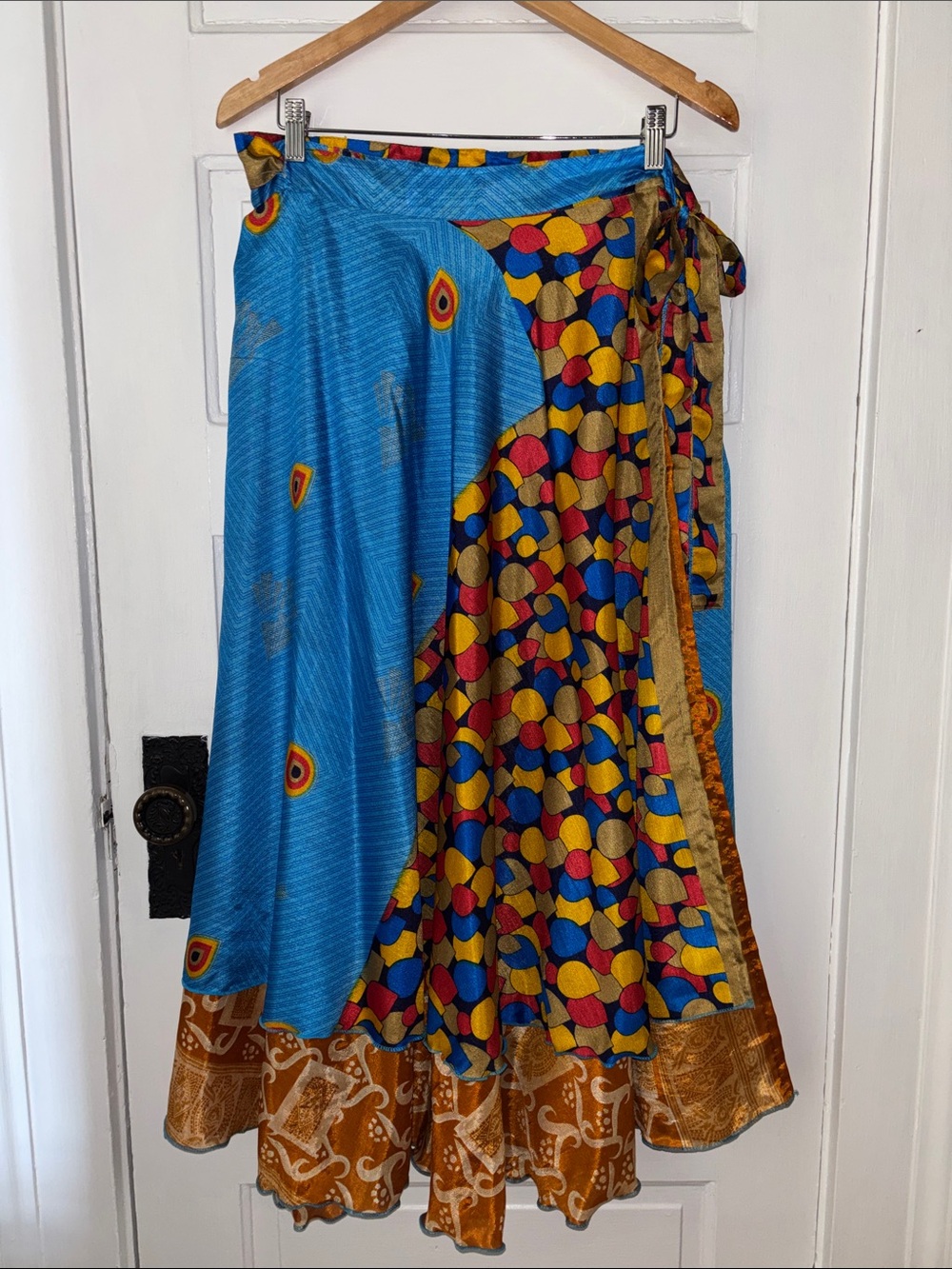 VINTAGE REVEZ REVERSIBLE SILK WRAP SKIRT
